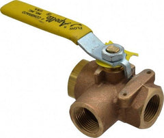 Apollo - 3/4" Pipe, Standard Port, Bronze Standard Ball Valve - Three Way, FNPT x FNPT x FNPT Ends, Lever Handle, 400 WOG - Caliber Tooling