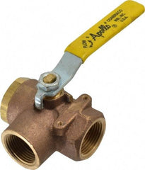 Apollo - 1" Pipe, Large Port, Bronze Standard Ball Valve - Three Way, FNPT x FNPT x FNPT Ends, Lever Handle, 400 WOG - Caliber Tooling