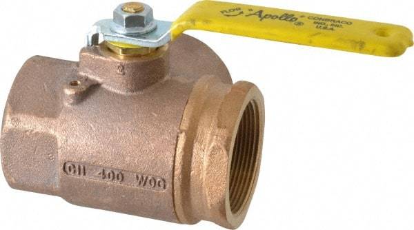 Apollo - 2" Pipe, Large Port, Bronze Standard Ball Valve - Three Way, FNPT x FNPT x FNPT Ends, Lever Handle, 400 WOG - Caliber Tooling