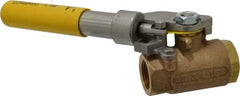 Apollo - 3/4" Pipe, Bronze Standard Ball Valve - 2 Piece, Inline - One Way Flow, FNPT x FNPT Ends, Deadman Lever (Spring Return to Close) Handle, 600 WOG, 150 WSP - Caliber Tooling