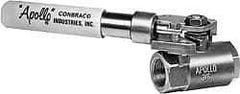 Apollo - 2" Pipe, Carbon Steel Standard Ball Valve - 2 Piece, Inline - One Way Flow, FNPT x FNPT Ends, Deadman Lever (Spring Return to Close) Handle, 1,500 WOG, 150 WSP - Caliber Tooling