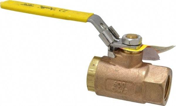 Apollo - 3/4" Pipe, Bronze Standard Ball Valve - 2 Piece, Inline - One Way Flow, FNPT x FNPT Ends, Locking Lever Handle, 600 WOG - Caliber Tooling