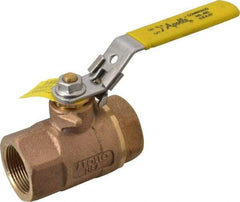 Apollo - 1-1/4" Pipe, Bronze Standard Ball Valve - 2 Piece, Inline - One Way Flow, FNPT x FNPT Ends, Locking Lever Handle, 600 WOG - Caliber Tooling