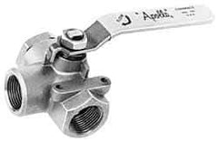 Apollo - 2" Pipe, Stainless Steel Standard Ball Valve - Three Way, FNPT x FNPT x FNPT Ends, Lever Handle, 800 WOG - Caliber Tooling