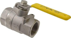 Apollo - 1-1/4" Pipe, Stainless Steel Standard Ball Valve - 2 Piece, Inline - One Way Flow, FNPT x FNPT Ends, Lever Handle, 1,500 WOG, 150 WSP - Caliber Tooling