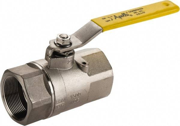 Apollo - 2" Pipe, Stainless Steel Standard Ball Valve - 2 Piece, Inline - One Way Flow, FNPT x FNPT Ends, Lever Handle, 1,500 WOG, 150 WSP - Caliber Tooling