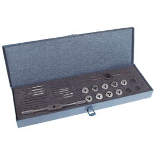 ‎11 Pc. HSS 2-56 to 12-24 NC Thread Tap and Round Die Set Series/List #7130 - Exact Industrial Supply