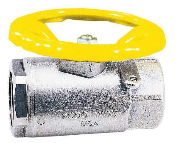 Apollo - 1-1/2" Pipe, Stainless Steel Standard Ball Valve - 2 Piece, Inline - One Way Flow, FNPT x FNPT Ends, Round Wheel Handle, 1,500 WOG, 150 WSP - Caliber Tooling