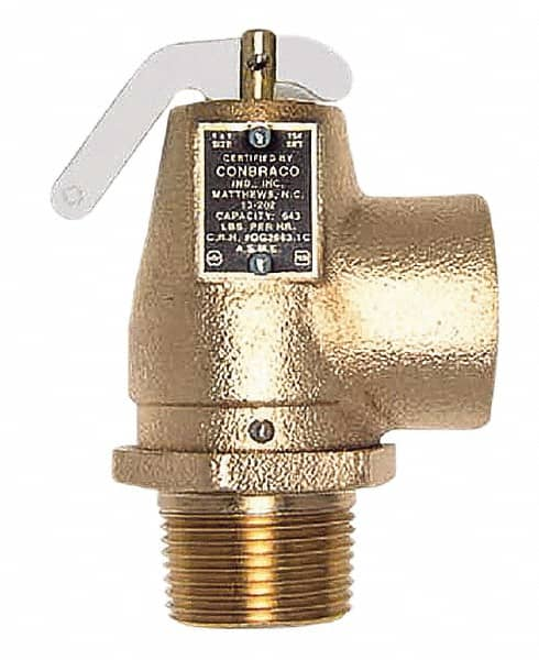 Conbraco - 3/4" Inlet, 3/4" Outlet, ASME Low Pressure Steam Heating Relief Valve - 10 Max psi, Bronze, 475 Lb per Hour - Caliber Tooling