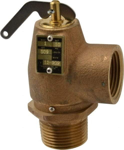 Conbraco - 1" Inlet, 1" Outlet, ASME Low Pressure Steam Heating Relief Valve - 10 Max psi, Bronze, 643 Lb per Hour - Caliber Tooling