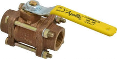 Apollo - 3/4" Pipe, Full Port, Bronze Standard Ball Valve - 3 Piece, Inline - One Way Flow, FNPT x FNPT Ends, Lever Handle, 600 WOG, 150 WSP - Caliber Tooling