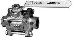 Apollo - 1-1/2" Pipe, Full Port, Bronze Standard Ball Valve - 3 Piece, Inline - One Way Flow, Soldered x Soldered Ends, Lever Handle, 600 WOG, 150 WSP - Caliber Tooling