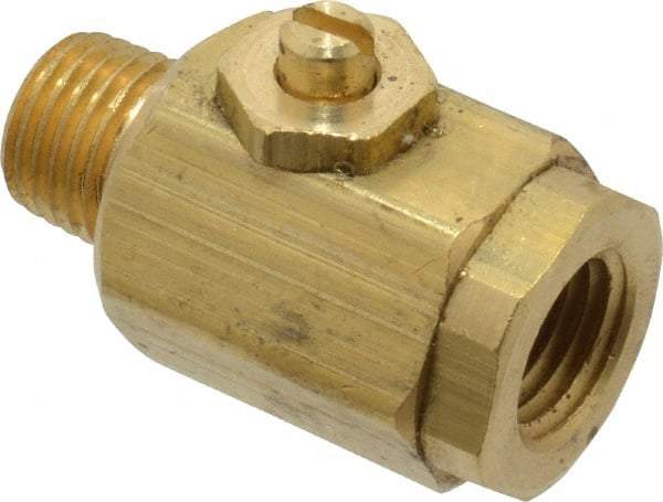 Apollo - 1/4" Pipe, MNPT x FNPT End Connections, Bronze, Inline, Two Way Flow, Instrumentation Ball Valve - 400 psi WOG Rating, Screw Slot Handle, Buna N Seal, PTFE Seat - Caliber Tooling