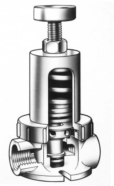 Simtech - 1" Pipe, NPTF End Connection, PVC Pressure Regulating Valve - EPDM Seal, 160 psi Inlet Pressure, 10 to 15 psi Working Pressure - Caliber Tooling