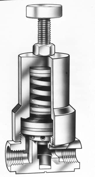 Simtech - 1/4" Inlet, Thermoplastic Relief Valve - 120 Max psi, PVC & EPDM - Caliber Tooling