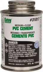 Oatey - 4 oz Medium Bodied Cement - Clear, Use with PVC up to 6" Diam - Caliber Tooling