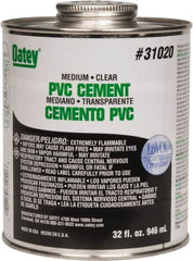 Oatey - 32 oz Medium Bodied Cement - Clear, Use with PVC up to 6" Diam - Caliber Tooling