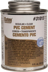 Oatey - 8 oz Regular Bodied Cement - Clear, Use with Schedule 40 PVC up to 4" Diam & Schedule 80 PVC up to 2" Diam - Caliber Tooling