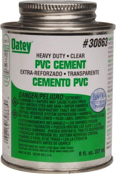 Oatey - 8 oz Heavy Duty Cement - Clear, Use with PVC up to 12" Diam - Caliber Tooling