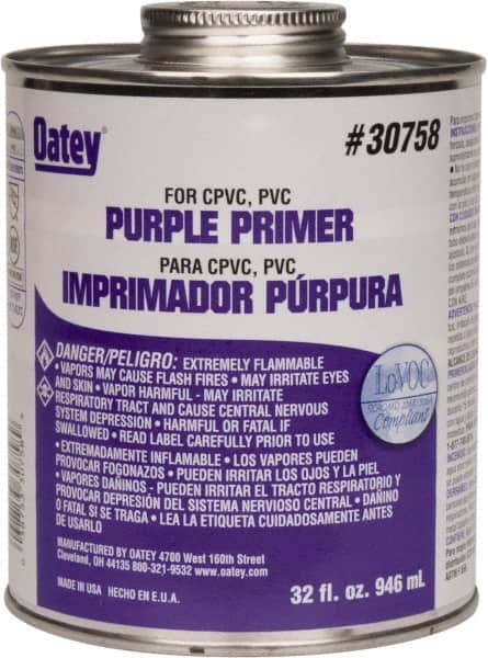 Oatey - 32 oz All Purpose Primer/Cleaner - Purple, Use with PVC & CPVC - Caliber Tooling