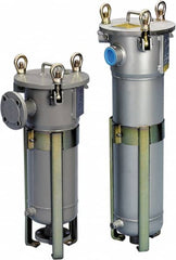 Parker - 2 Inch Pipe, FNPT End Connections, 10 Inch Long Cartridge, 43.06 Inch Long, Cartridge Filter Housing with Pressure Relief - 12 Cartridges, 60 Max GPM Flow Rate, 150 psi Max Working Pressure, 316L Grade - Caliber Tooling