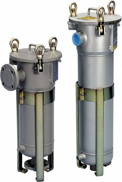 Parker - 2 Inch Pipe, FNPT End Connections, 10 Inch Long Cartridge, 53.13 Inch Long, Cartridge Filter Housing with Pressure Relief - 18 Cartridges, 90 Max GPM Flow Rate, 150 psi Max Working Pressure, 304L Grade - Caliber Tooling