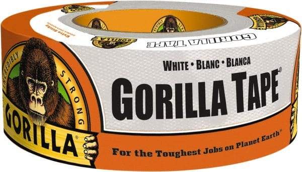 Gorilla Tape - 1-7/8" x 10 Yds White Duct Tape - 17 mil, Rubber Adhesive, Cotton/Polyester Blend Cloth Backing, 32°F to 150°F - Caliber Tooling