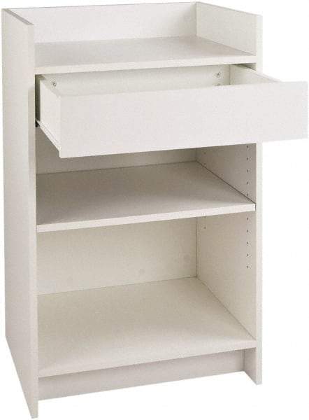 ECONOCO - 1 Shelf, Closed Shelving Register Stand - 24 Inch Wide x 24 Inch Deep x 38 Inch High, White - Caliber Tooling