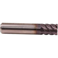 Emuge - 16mm Diam, 22mm LOC, 8 Flute Solid Carbide Roughing & Finishing End Mill - TiAlN Finish, 82mm OAL, 16mm Shank Diam, Cylindrical Shank, 50° Helix, Stub Length - Caliber Tooling