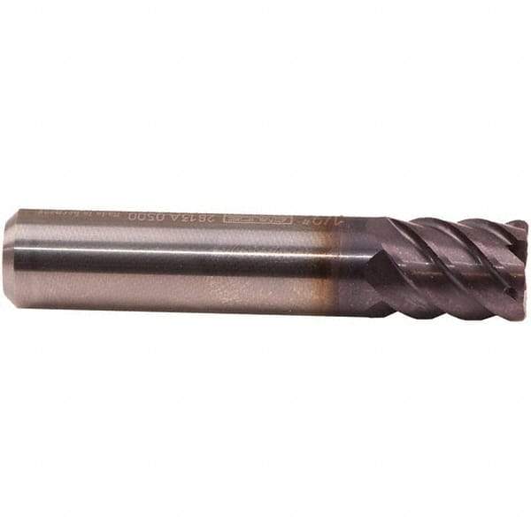 Emuge - 5/8" Diam, 3/4" LOC, 8 Flute Solid Carbide Roughing & Finishing End Mill - TiAlN Finish, 3" OAL, 5/8" Shank Diam, Cylindrical Shank, 50° Helix, Stub Length - Caliber Tooling