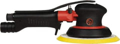 Chicago Pneumatic - 12,000 OPM, 16 CFM Air Consumption, 90 psi Air Pressure, Palm Air Orbital Sander - Round Pad, Hook & Loop Backing, 1/4" Inlet - Caliber Tooling