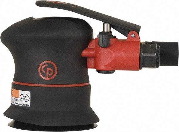 Chicago Pneumatic - 12,000 OPM, 16 CFM Air Consumption, 90 psi Air Pressure, Palm Air Orbital Sander - Round Pad, Hook & Loop Backing, 1/4" Inlet - Caliber Tooling