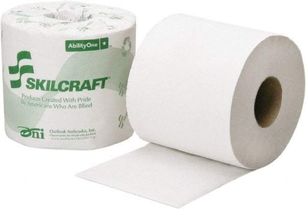 Ability One - 3-3/4" Sheet Width, Standard Roll Toilet Tissue - 500 Sheets per Roll, 2 Ply, White, Recycled Fiber - Caliber Tooling