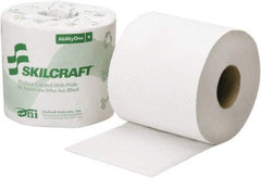 Ability One - 3-3/4" Sheet Width, Standard Roll Toilet Tissue - 500 Sheets per Roll, 2 Ply, White, Recycled Fiber - Caliber Tooling