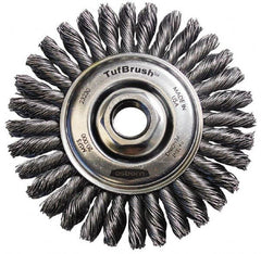 Osborn - 4-1/8" OD, 5/8-11 Arbor Hole, Stringer Bead Steel Wheel Brush - 3/16" Face Width, 7/8" Trim Length, 0.02" Filament Diam, 20,000 RPM - Caliber Tooling