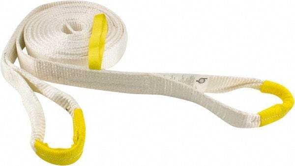 Erickson Manufacturing - 30' Long x 2" Wide, 18,000 Lb Basket Capacity, Polyester Blend Web Sling - White - Caliber Tooling