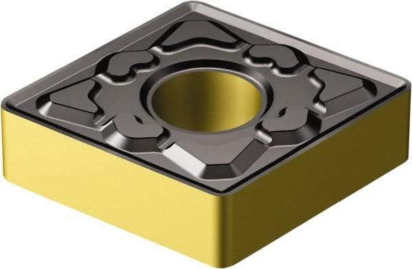 Sandvik Coromant - CNMG642 MM Grade 2220 Carbide Turning Insert - TiCN/AI2O3/TiN Finish, 80° Diamond, 3/4" Inscr Circle, 1/4" Thick, 1/32" Corner Radius - Caliber Tooling