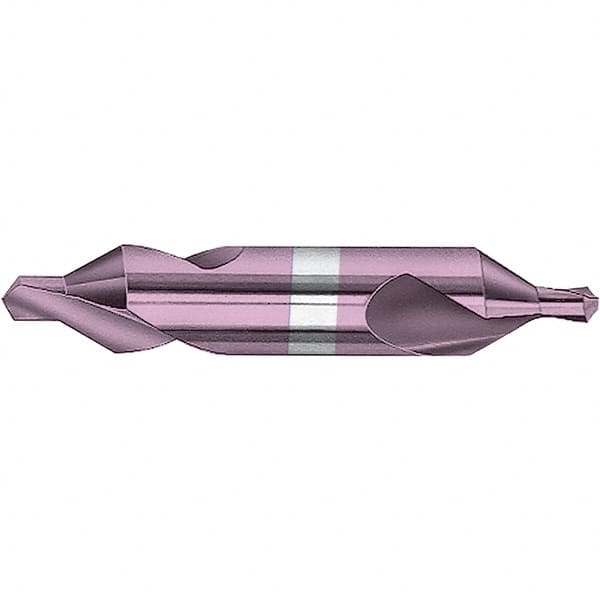 Combo Drill & Countersink: #00, 1/8″ Body Dia, 118 ™, Solid Carbide AlTiN Finish, 1/4″ Point Dia, 1-1/4″ OAL, Right Hand Cut, Series 8105-H