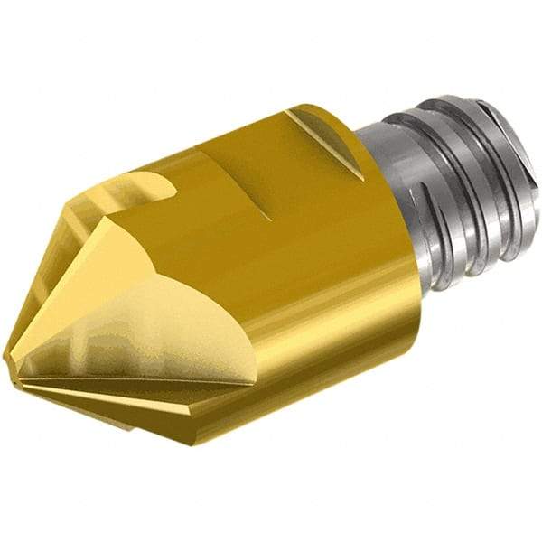 Iscar - MM ECF Grade IC908 Carbide Chamfer Milling Tip Insert - TiAlN Finish, 6 Flutes, 8mm Cutting Diam, 25mm Depth of Cut, 25mm Extension - Caliber Tooling