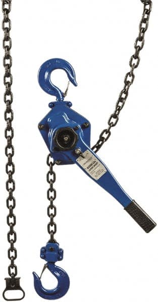 Value Collection - 6,000 Lb Lifting Capacity, 10' Lift Height, Lever Hoist - Made from Chain, 71 Lb Avg Pull to Lift Rated Load, 1 Chain - Caliber Tooling