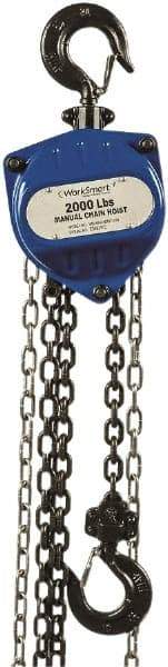 Value Collection - 2,000 Lb Lifting Capacity, 15' Lift Height, Hand Hoist - Made from Chain, 36' Overhaul to Lift 1', 79 Lb Avg Pull to Lift Rated Load, 1 Chain - Caliber Tooling