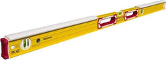 Stabila - 48" Long 3 Vial Spirit Level - Aluminum, Yellow, 2 Plumb & 1 Level Vials - Caliber Tooling