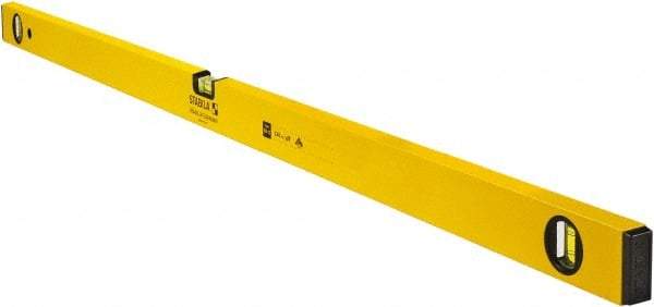 Stabila - 48" Long 3 Vial Box Beam Level - Aluminum, Yellow, 2 Plumb & 1 Level Vials - Caliber Tooling