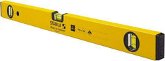 Stabila - 24" Long 3 Vial Box Beam Level - Aluminum, Yellow, 2 Plumb & 1 Level Vials - Caliber Tooling