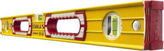 Stabila - 24" Long 3 Vial Box Beam Level - Aluminum, Yellow, 2 Plumb & 1 Level Vials - Caliber Tooling