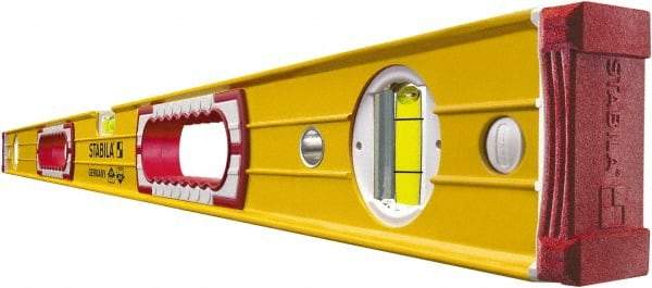 Stabila - Magnetic 36" Long 3 Vial Box Beam Level - Aluminum, Yellow, 2 Plumb & 1 Level Vials - Caliber Tooling