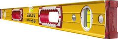 Stabila - 48" Long 3 Vial Box Beam Level - Aluminum, Yellow, 2 Plumb & 1 Level Vials - Caliber Tooling