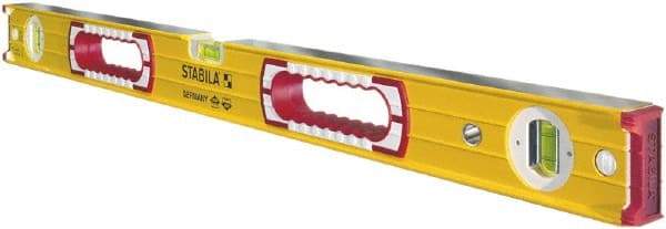 Stabila - 36" Long 3 Vial Box Beam Level - Aluminum, Yellow, 2 Plumb & 1 Level Vials - Caliber Tooling