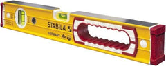 Stabila - 16" Long 2 Vial Box Beam Level - Aluminum, Yellow, 1 Plumb & 1 Level Vial - Caliber Tooling