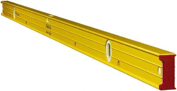 Stabila - Magnetic 72" Long 3 Vial Box Beam Level - Aluminum, Yellow, 2 Plumb & 1 Level Vials - Caliber Tooling